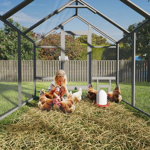TRYKERPET Large Wood Chicken Coop with Nesting Box, Wooden Chicken Coop with Run, Outdoor Walk-in Poultry Cage with Weatherproof Cover, Chicken House for Outside Farm Backyard