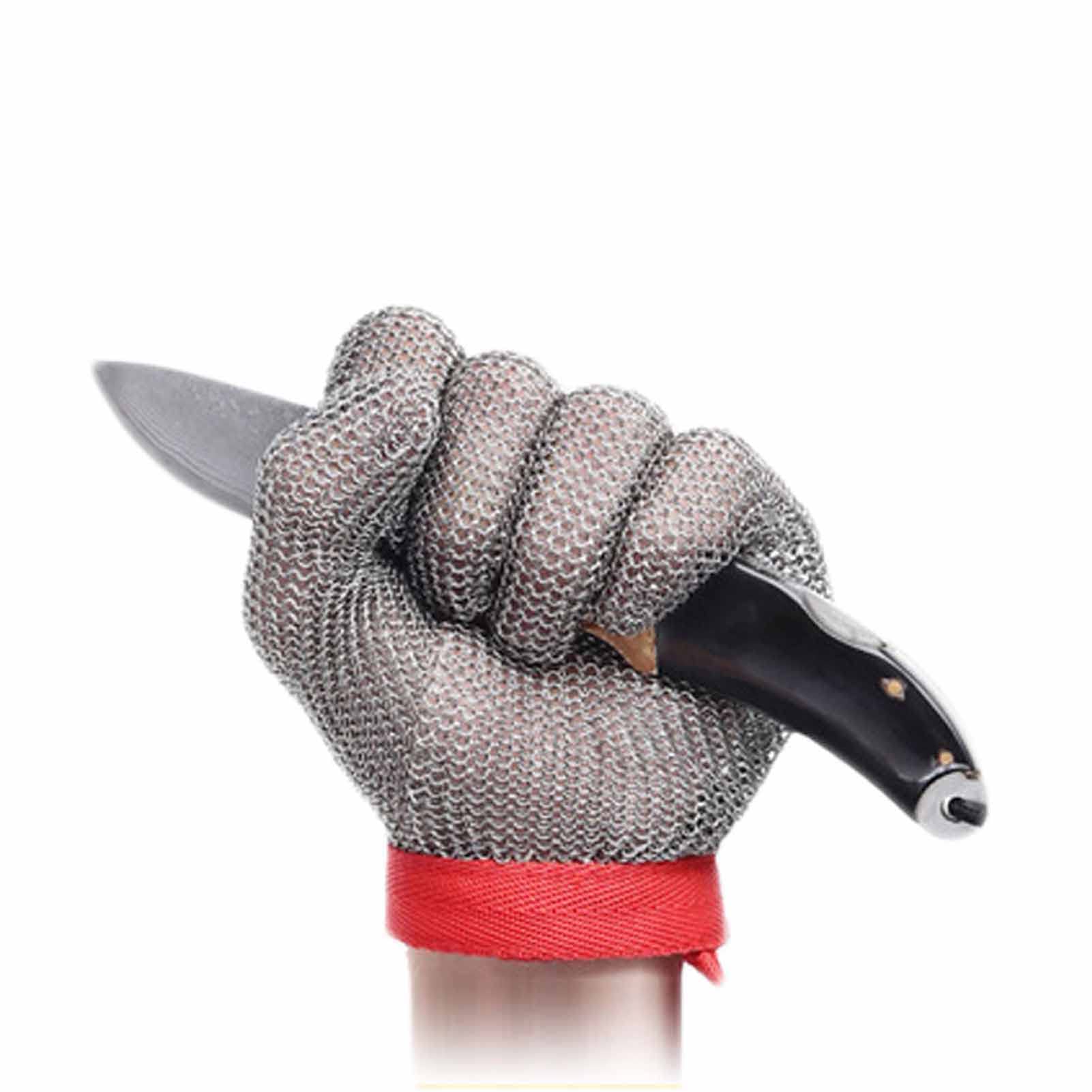 Schnittfeste Handschuhe Schnittschutzhandschuhe, Klasse 5 Fünf-Finger-Stahldraht Metall-Arbeitsschutz Ring Aus Edelstahl 304(Size:L/A Packung mit einem)