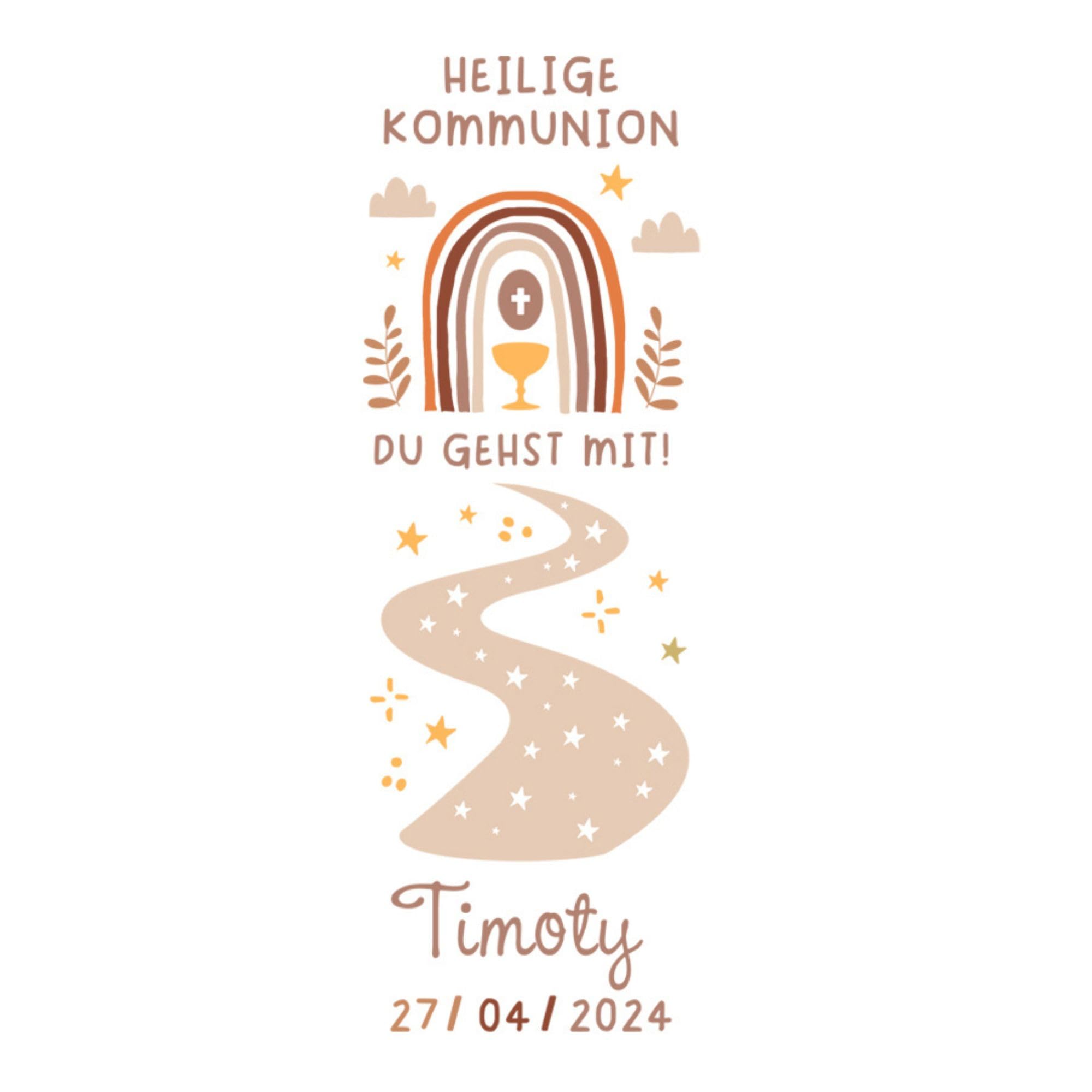 MilaBoo® Personalisierte Kerzentattoos für Taufe, Kommunion, Konfirmation, Hochzeit - 2er Set Wasserschiebefolie - Handgefertigt in Deutschland (beige)