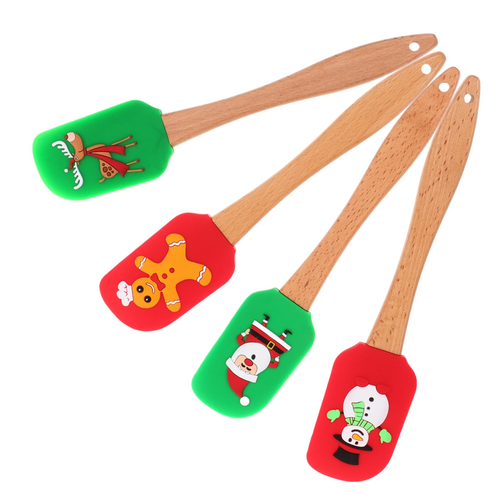 COLLBATH 4 Piezas Espátulas de Silicona para Crema Utensilios de Cocina Reutilizables Raspadores para y Pastelería Diseño Antideslizante y Fácil Limpieza para Repostería Navideña