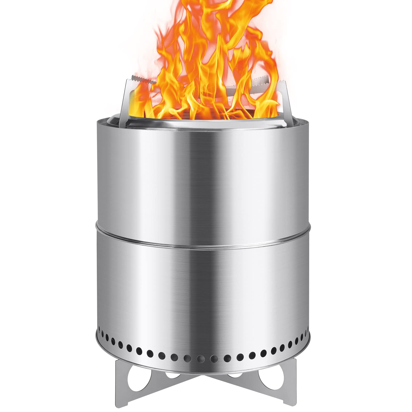 Amazon.com : PNKKODW 15'' Portable Smokeless Fire Pit Wood Burning,  Stainless Steel Bonfire Stove with Stand,Low Smoke Outdoor Firepit for  Outside Patio Backyard Camping and Cooking with Carrying Case. : Patio, Lawn