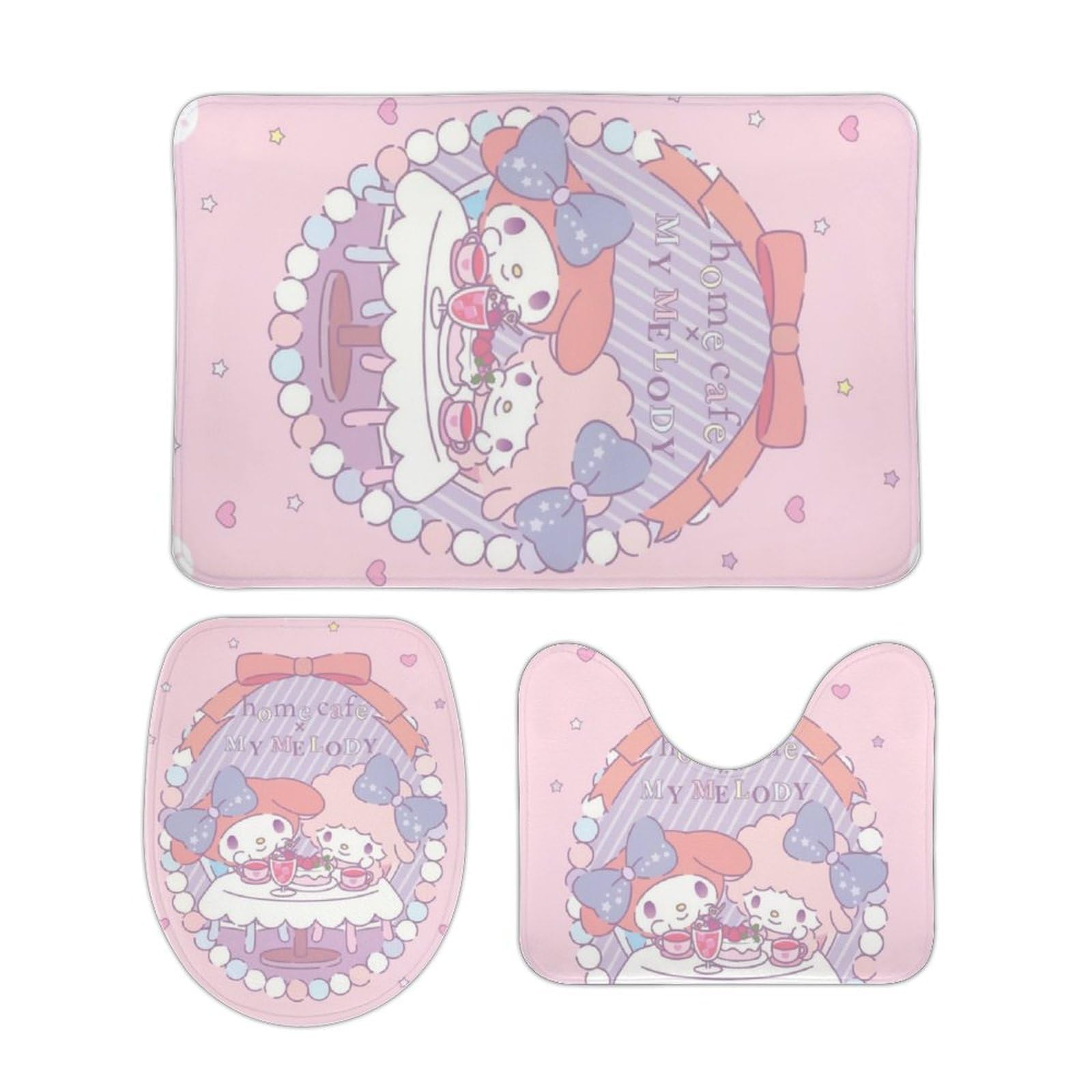 Amazon｜マイメロディ バスマット トイレマット セット 3点 速乾