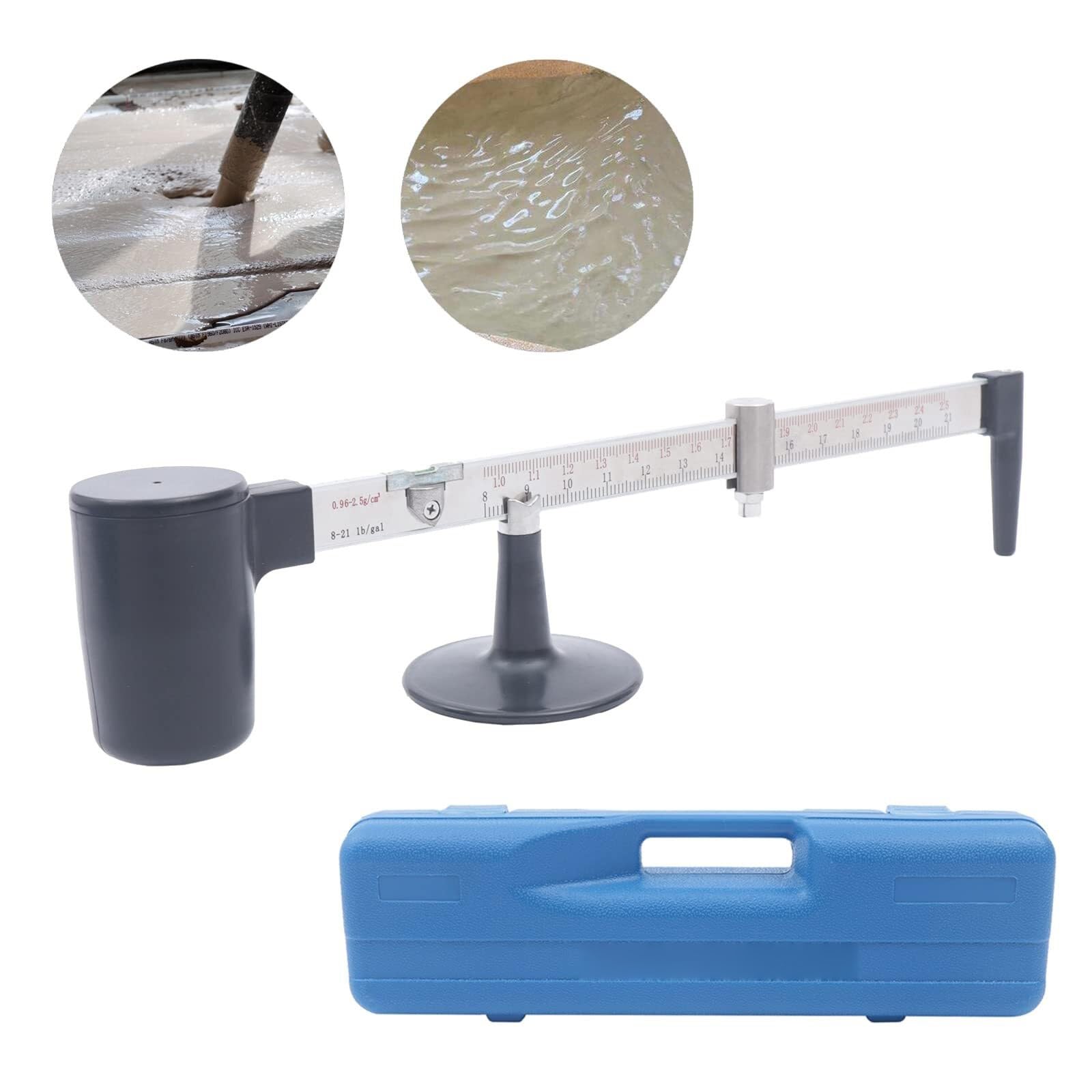 Hidrómetro de lodo, densímetro de líquido con doble escala, rango de medición de 0,96 a 2,5 g/cm³, precisión de 0,01 g/cm³, ideal para análisis de densidad de líquidos