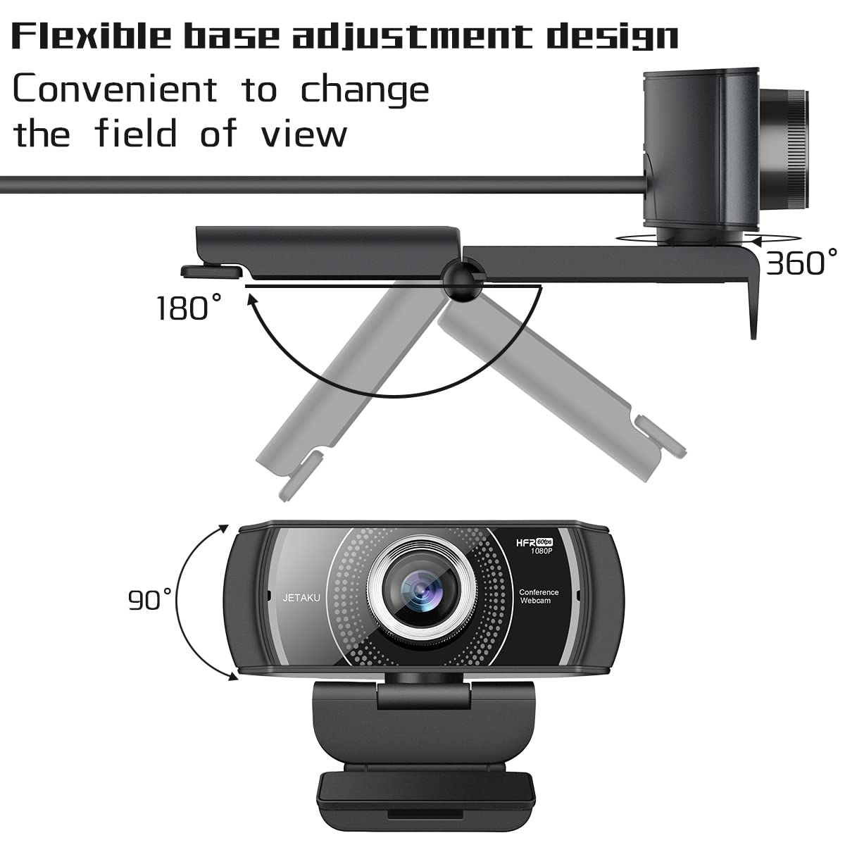 Cámara web USB de gran angular de 60 Fps, 120 grados, 1080P, con micrófono, cámara web Full HD para conferencias de streaming de juegos, color negro