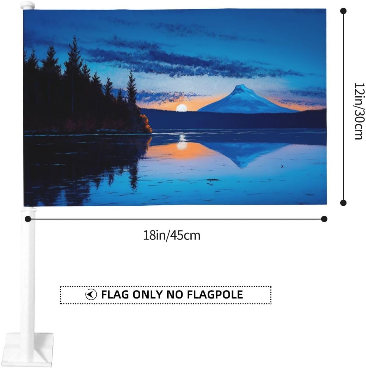 Blue Sunset Small Car Flag No Fade Double Sided Car Window Clip Flag Mini Handheld Flag Banner Personalized Car Vehicle Flag 12"X18" For Car Truck Suv image 2