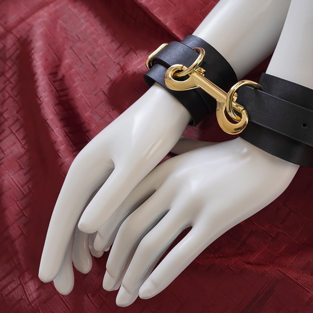 BDSM Restraints Sex Toys 8pc Bondage Restraints Set Fetish Bed Restraints Kits for Beginners,Leather Bondage Sexual BDSM Kit(Black)