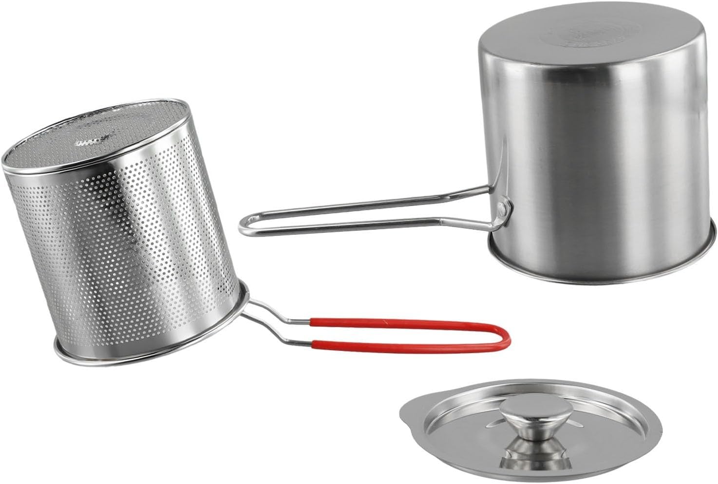 Deep Fryer Pot 304 Stainless Steel Frying Pan with Strainer Basket and Handle,Japanese Tempura Fryer Deep Fryers Frying Pot for Frying Fish Shrimp Chicken and Fries