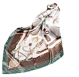 LA FERANI Designer Damen Seidentuch Grün Halstuch Seide Chiffon Schal Nikki Tuch Umschlagtuch leicht 90x90cm Bandana Seidenschal Geschenk Idee Tochter Mutter