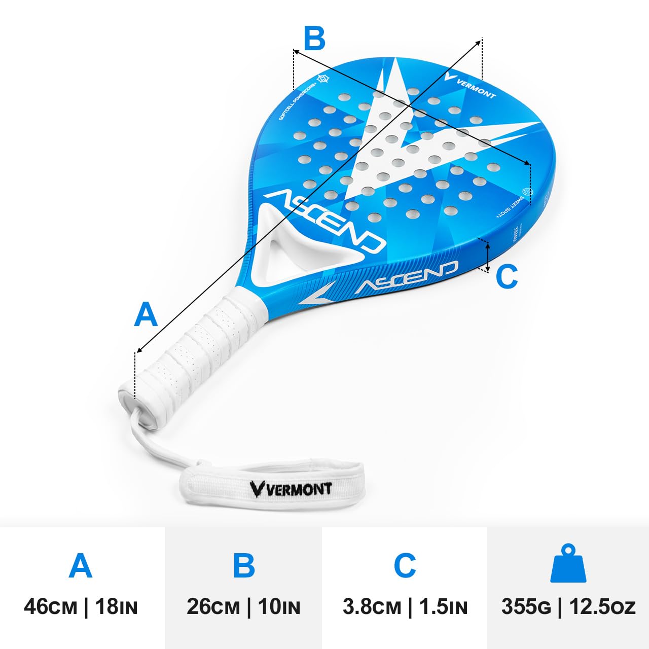 FORZA Racchetta Da Padel Ascend – Racchetta In Vibra Di Vetro & Carbonio – Per Giocatori Principianti & Intermedi