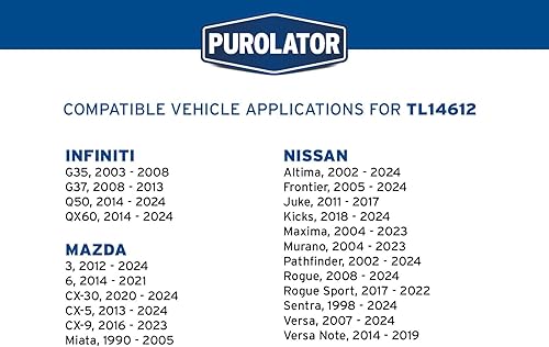 Miniatura 7 de Purolator TL14612 PurolatorTECH - Filtro de aceite giratorio compatible con Nissan Altima, Rogue, Sentra, Murano, Versa, Maxima, Mazda 3, CX-5,