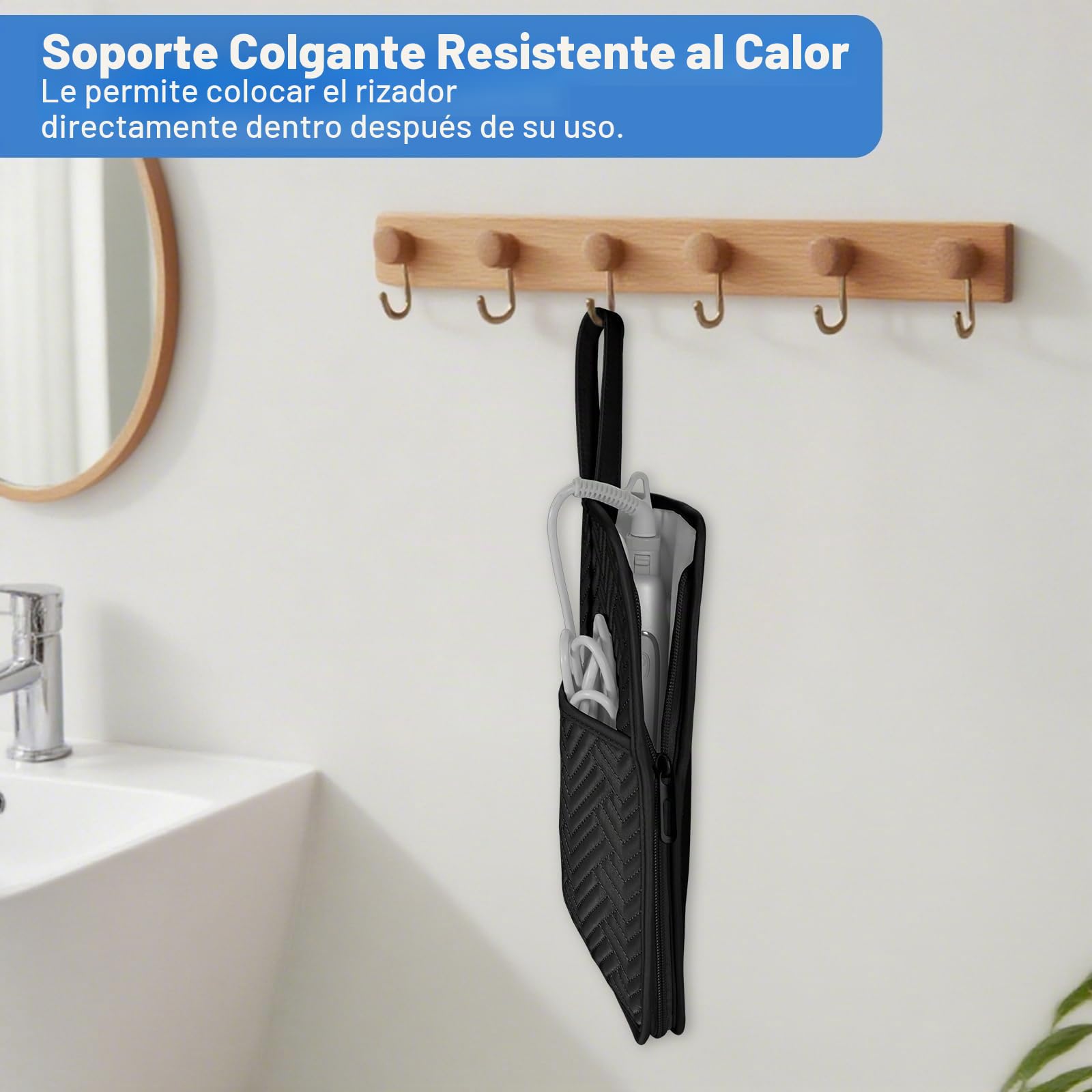 SITHON Soporte y tapete para Rizador de Pelo, Resistente al Calor, Bolsa de Viaje Portátil para Herramientas Calientes, Organizador para Rizadores, Planchas Planas, Alisadores de Cabello