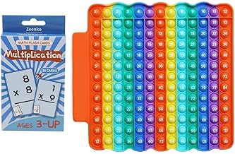 Multiplication Pop it 12x12, Times Table Toys with Math Flash Cards, Rainbow Poppet Fidget Chart Board, Learning Toy Stress Relief Fidgets for School Kid rainbowmathcard