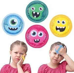 Magic Gel Kids Ice Packs for Boo Boos - Pack of 4 - Reusable Soft Gel Packs with Cute Monster Design