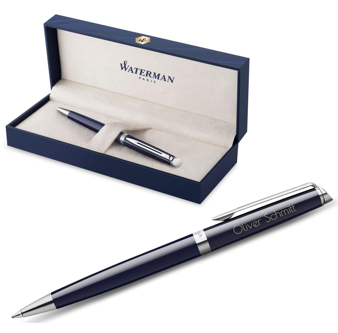 Waterman Hémisphère - Penna a sfera con incisione – Strumento da scrittura di lusso personalizzato – Elegante regalo per donne e uomini – Inchiostro blu (BLUE C.C.)