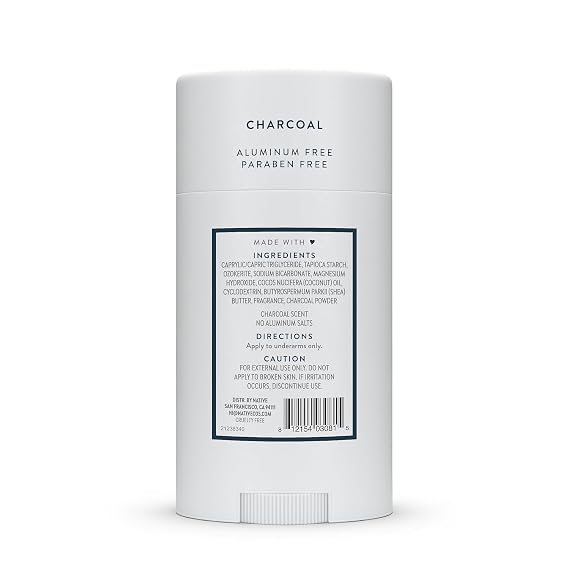 Native Deodorant | Natural Deodorant for Men, Aluminum Free with Baking Soda, Probiotics, Coconut Oil and Shea Butter | Charcoal - 2.65 oz