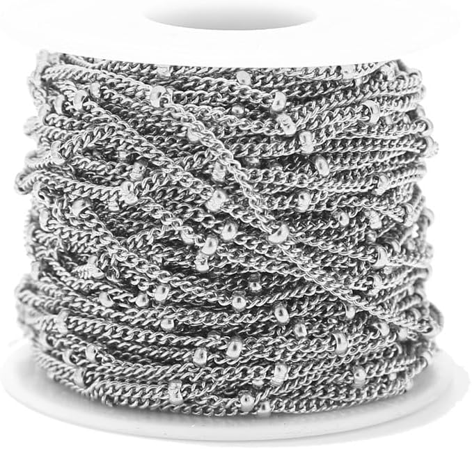 10 Meters Bulk Fancy Stainless Steel Bead Ball Chain for Necklace Choker Anklet Making (Color : Tube 1.5mm Chain)