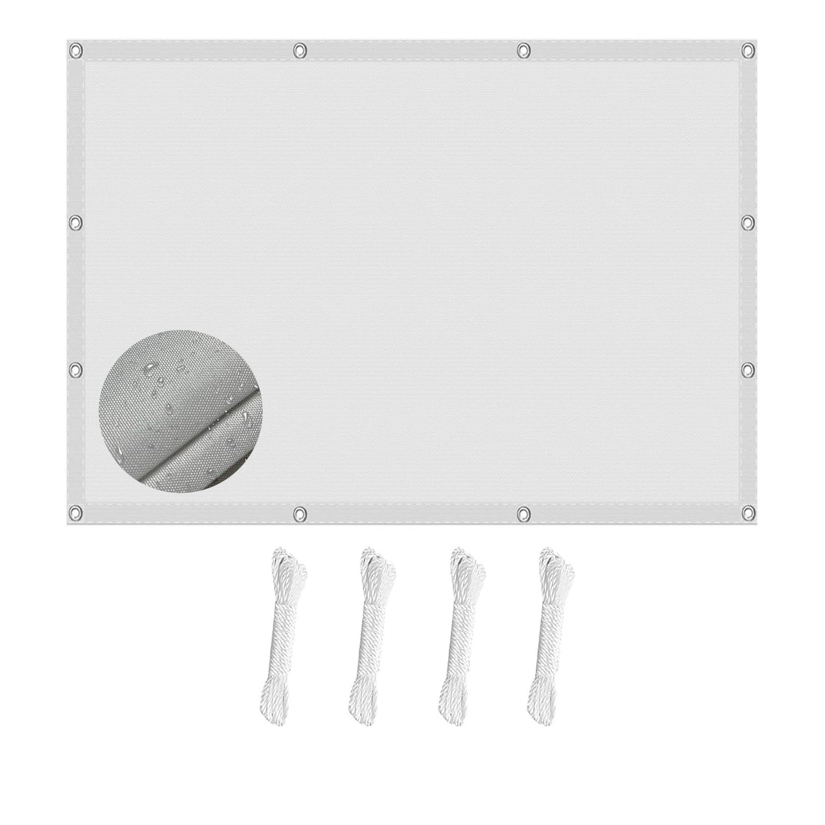 Voile d'ombrage imperméable 6x10m blanche anti-UV pour l'aménagement de votre grande terrasse