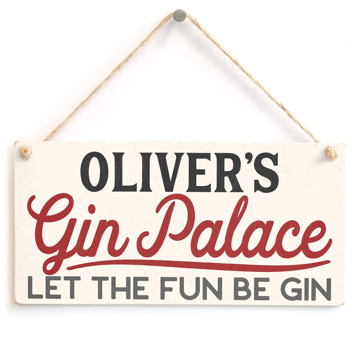 Personalised Gin Palace Sign - Let The Fun Be Gin - Smart Retro Look Home Gin Bar Gift Plaque
