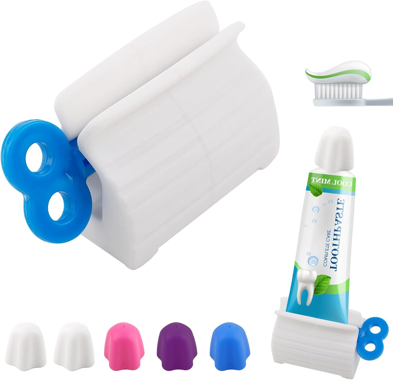 Toothpaste Caps, 5 SelfClosing Toothpaste Caps and 1 Green