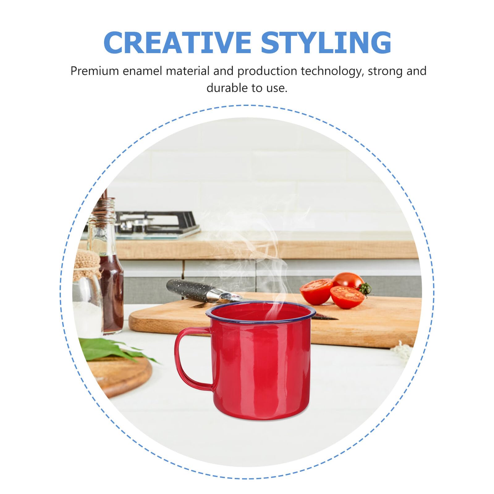 Cabilock 4 Stck Vintage Emaille Becher Retro Trinkbecher mit Henkel Robuster Kaffeetasse für Zuhause Büro Camping und Outdoor Multifunktionaler Kreativbecher für Kaffee Tee und Getränke