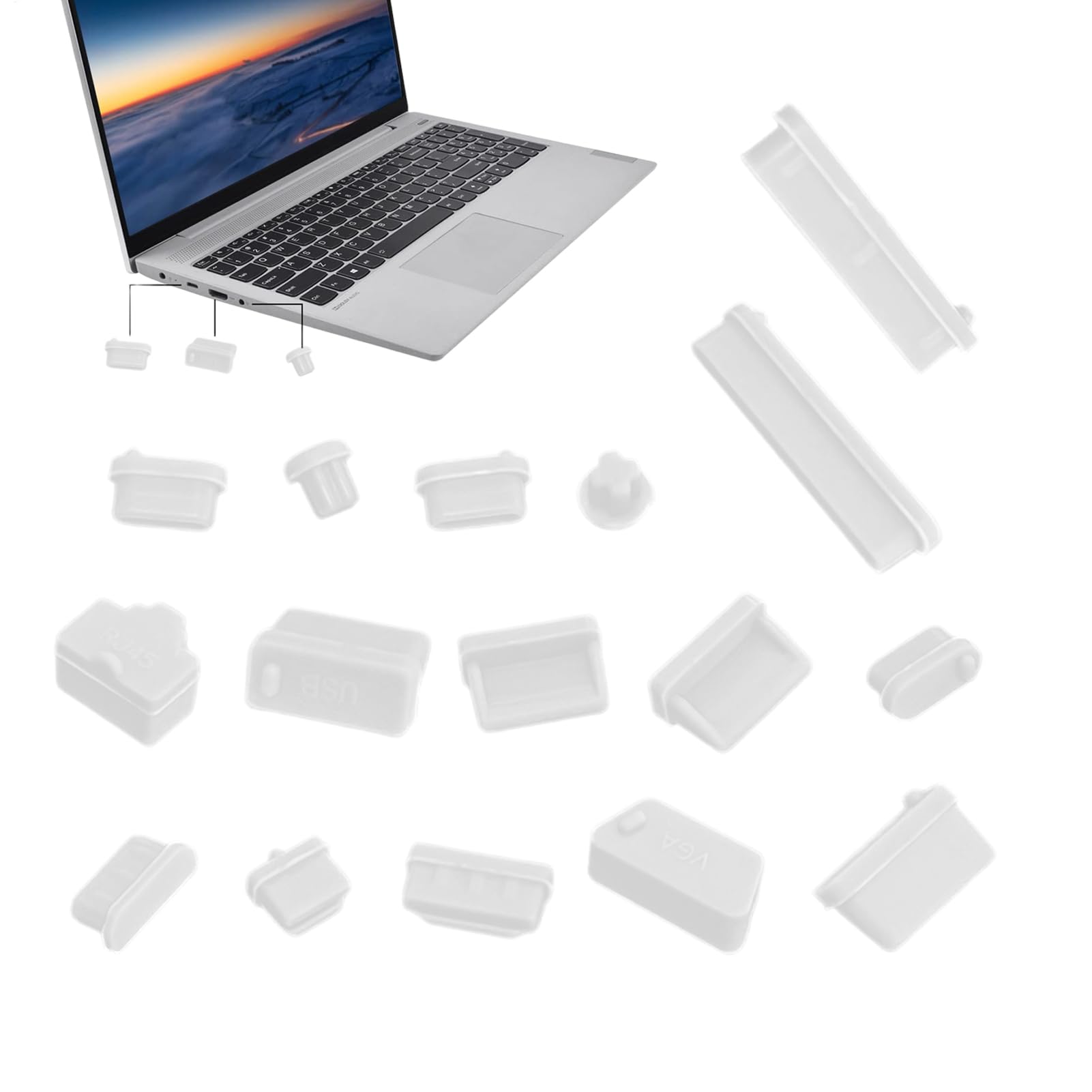 Bouchons Anti-poussière USB Silicone Souple pour PC de Bureau, Cache-Ports Ordinateur Portable