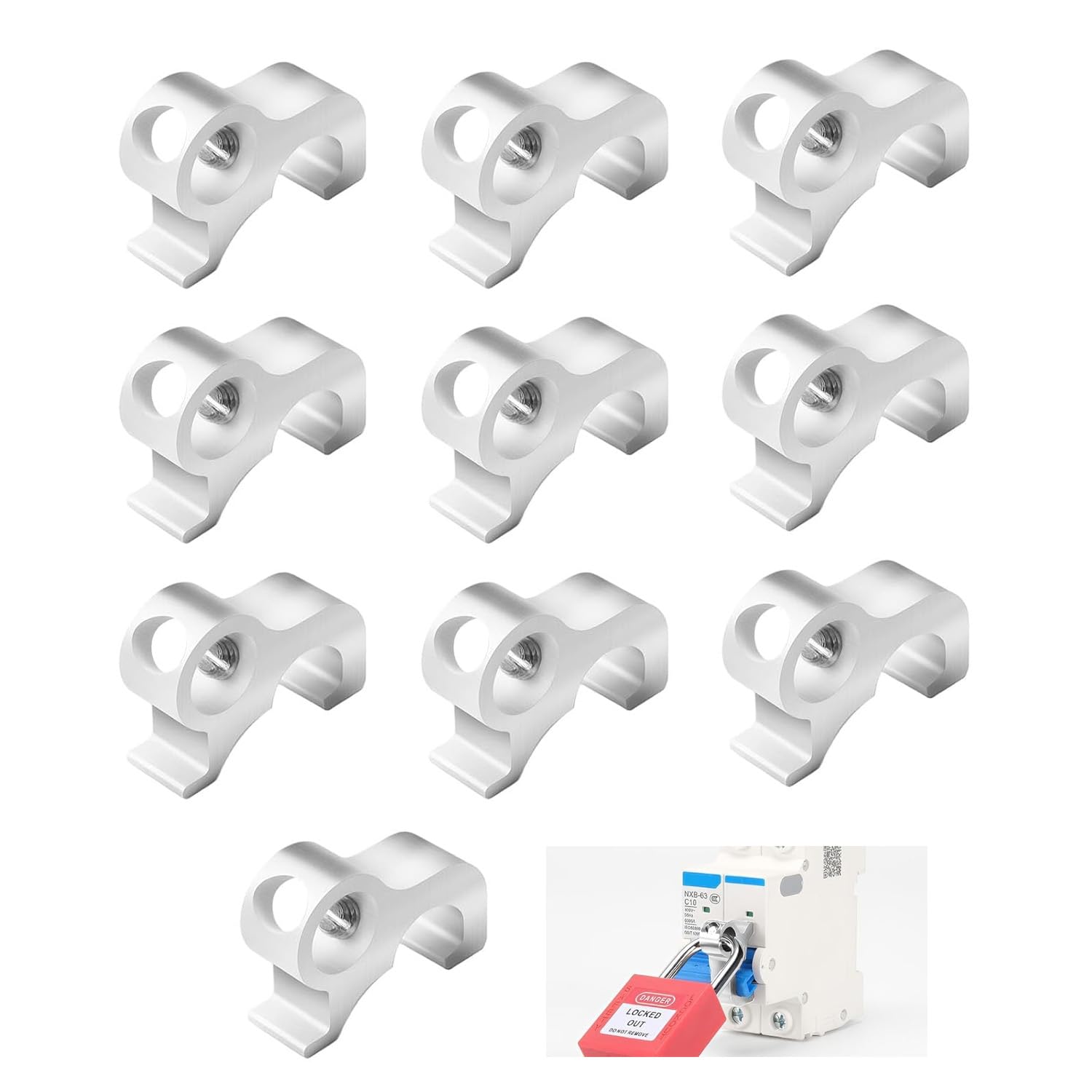 10PCS Master Miniature Circuit Breaker, Safety Circuit Breaker Lock Off Kit for Electricians, Snap Circuits, Valve Electricians, Suitable for RCD Air Switch Power Isolation Maintenance With Screw