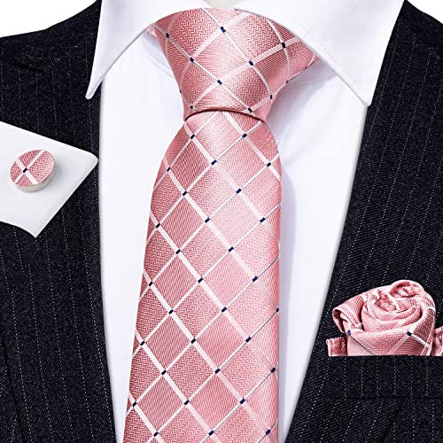 Image of Barry.Wang Ties for Men Silk Tie Sets Polka Dot Woven Necktie Pocket Square Cufflinks Business Wedding