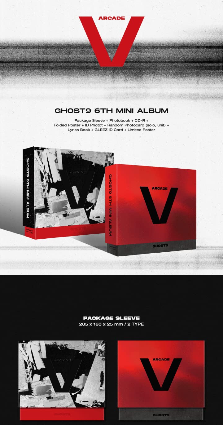 Ghost9 Arcade : V 6th Mini Album Twilight Version CD+1p Folding Poster On Pack+72p PhotoBook+16p Lyrics Book+1p Unit PhotoCard+1p Solo PhotoCard+1ea GLEEZ ID Card+Tracking Sealed