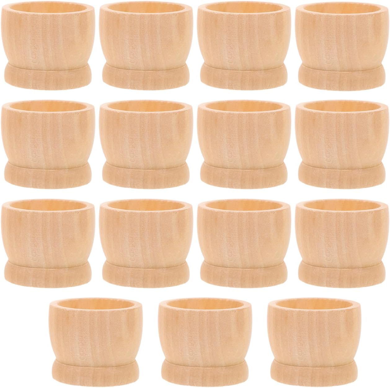 GLEAVI 15 PCS Wooden Egg Holders: Easter Decorating Display Stand - DIY Craft Painting Tray Kids Party Favors (1.57 x 1.26 Inch)