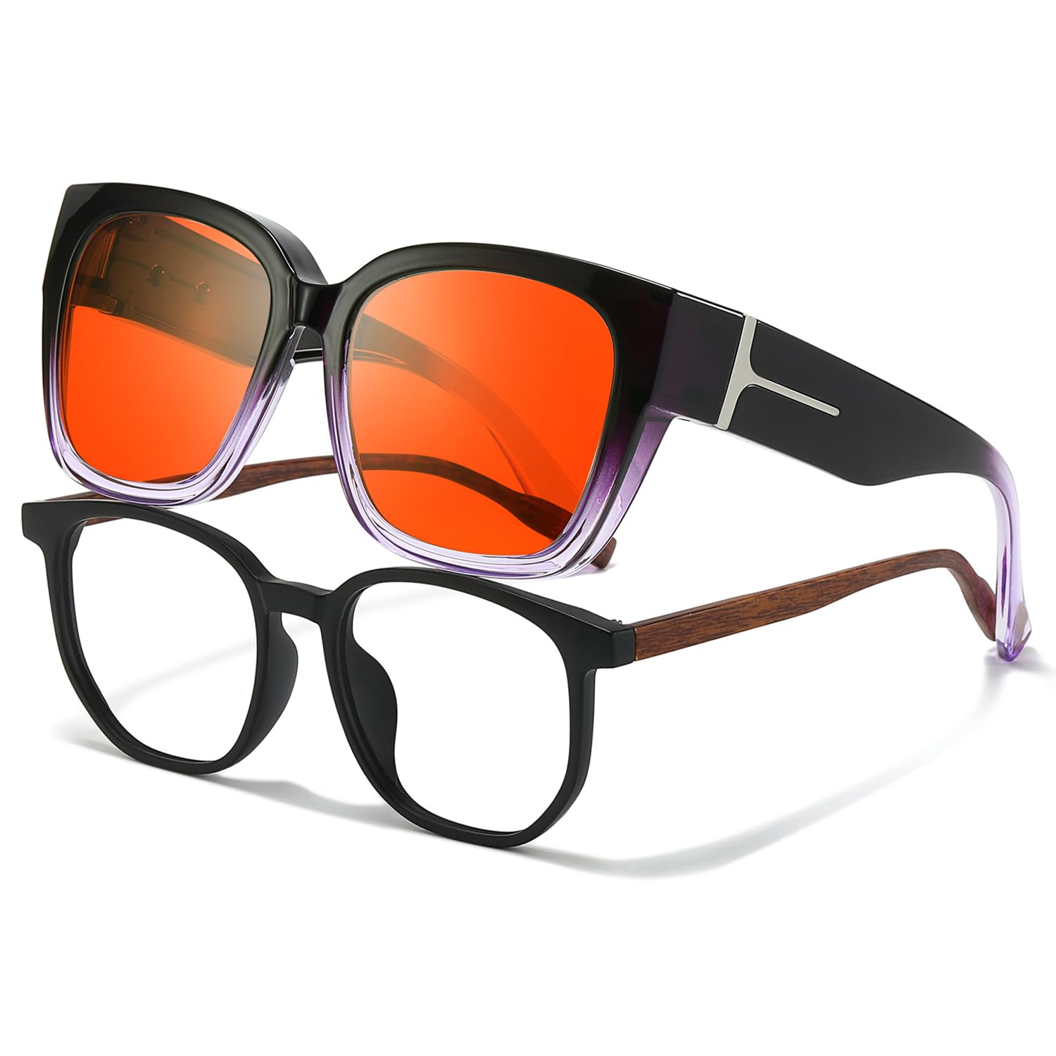 VIEWBETTER® Lunettes anti-99,99 % de blocage de la lumière bleue sur les lunettes, lunettes de jeu surdimensionnées pour ordinateur Orange ambré
