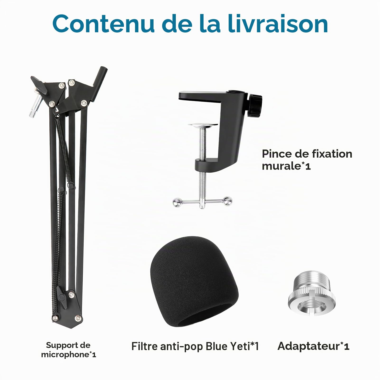 Blue Yeti Support Microphone Professionnel Réglable avec Bonnette Micro Compatible avec Filtre Anti-pop pour Microphone Blue Yeti/Yeti Pro par YOUSHARES