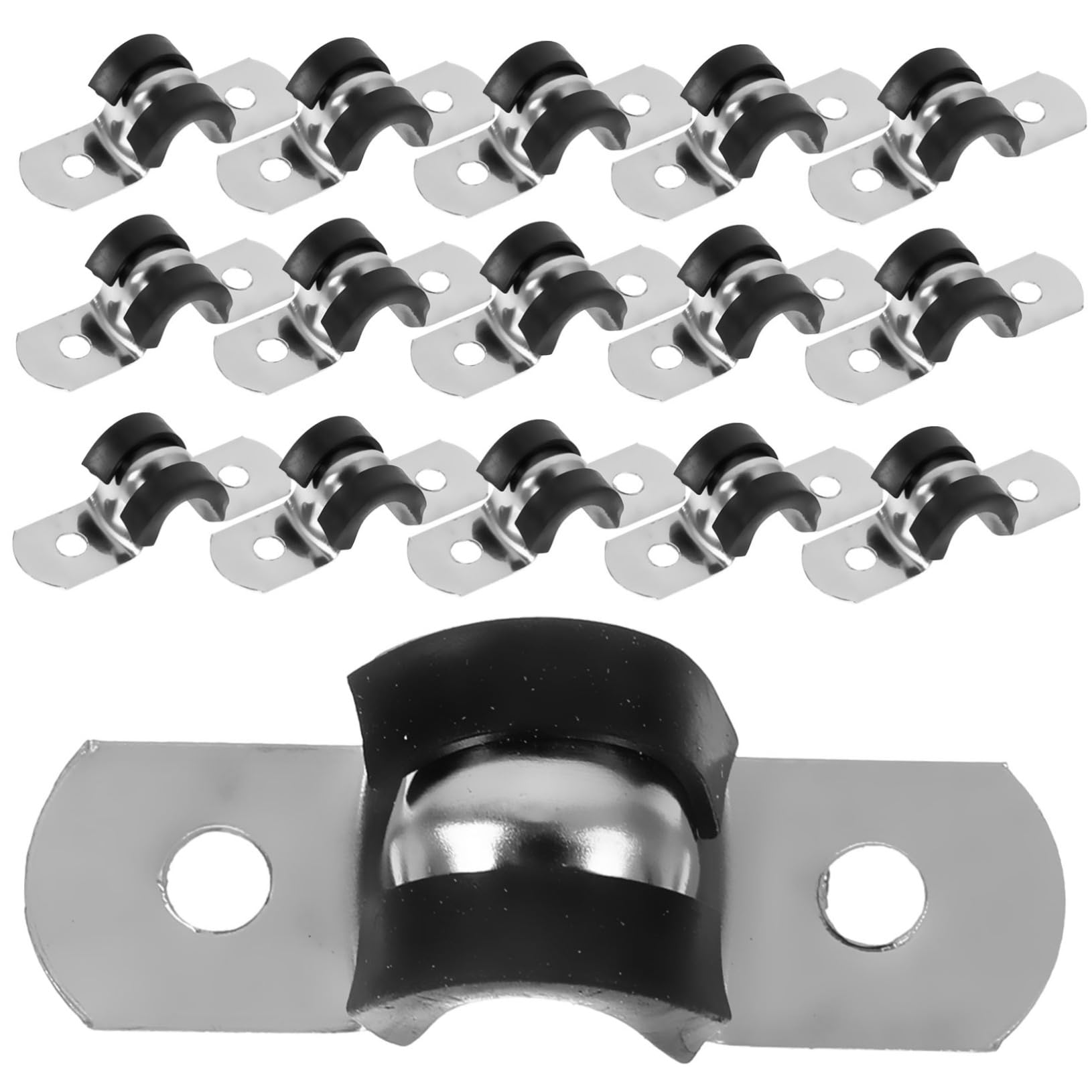 OSALADI Stainless Steel Cable Clamp Straps 20 Pcs U-tube Wire Clips for Jumper Cable Clamps Random Style