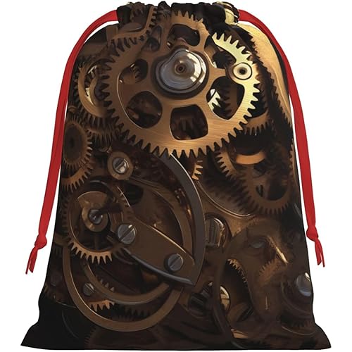 XHHRRDNZ (Cool Steampunk Gears) Christmas Gift Bag with Drawstring Candy Present Pouch for Holiday Party Supplies Large