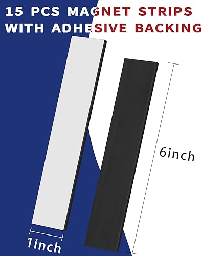 Miniatura 6 de Tiras magnéticas, paquete de 15 cintas magnéticas flexibles con tiras magnéticas adhesivas (cada una de 6 x 1 pulgada, 0.08 pulgadas de grosor)