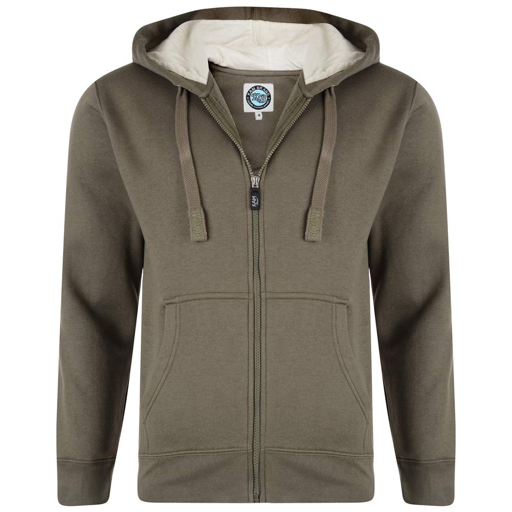 KAM Big & Tall Khaki Zip Through Hoodie - Men's