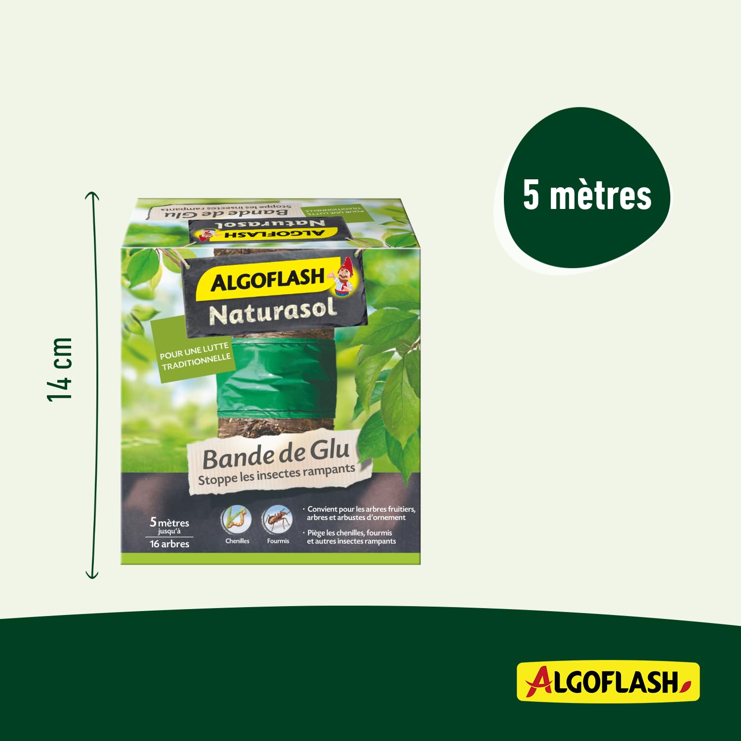 ALGOFLASH NATURASOL Glu Arboricole 400 G BIO - Avec Pinceau, Barrière Anti-Fourmis Chenilles Insectes Rampants