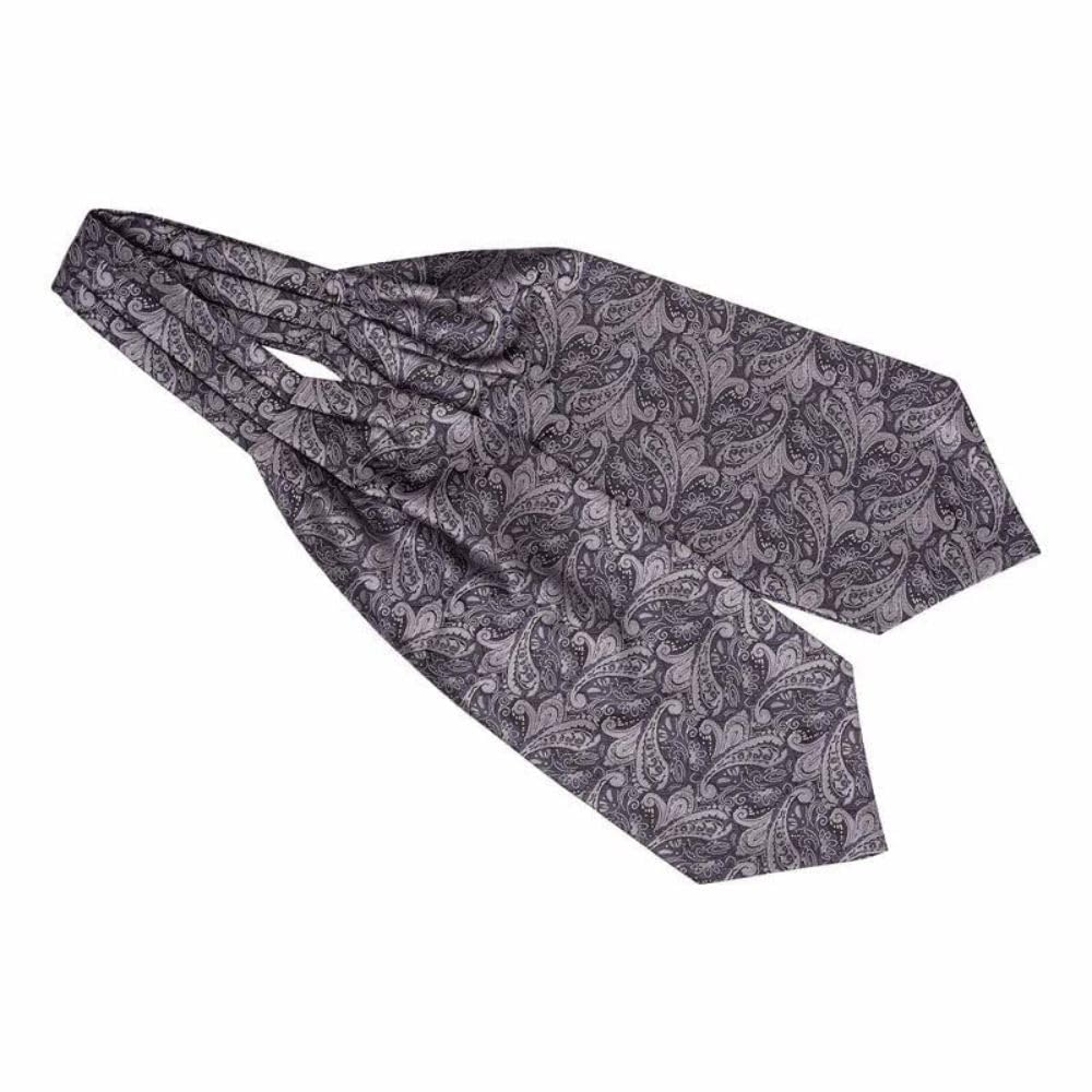 the tie hub Custom Grey Paisley Cravat For Men-picture-10
