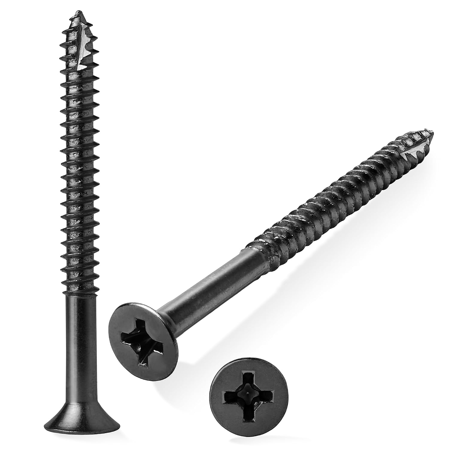 Cauldham Black Wood Screws #9 x 2-1/4 Inch for Door Hinges - 25 Pack