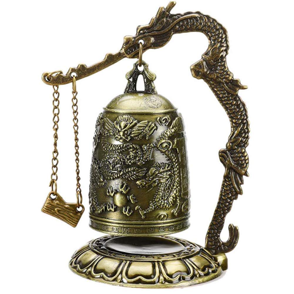 Dragon en laiton et cloche zen pour décoration de bureau et maison