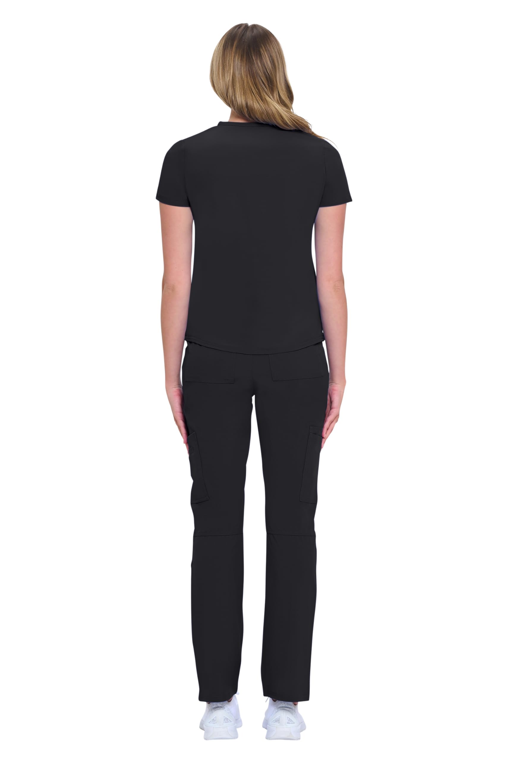 Natural Uniforms Conjunto de ropa quirúrgica para mujer con 11 bolsillos (negro, talla XS)
