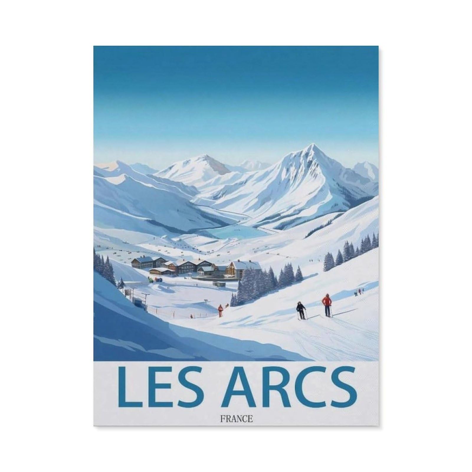 BEAYODKP 5D DIY Diamond Painting，Les Arcs France ， Ski（50 x 60 cm）