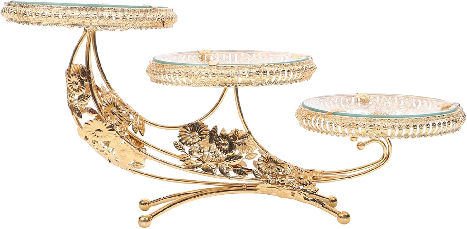 Crystal Glass Fruit Plate Cake Stand Charcuterie Board Decorative Dessert Tray Gold Serving Tray