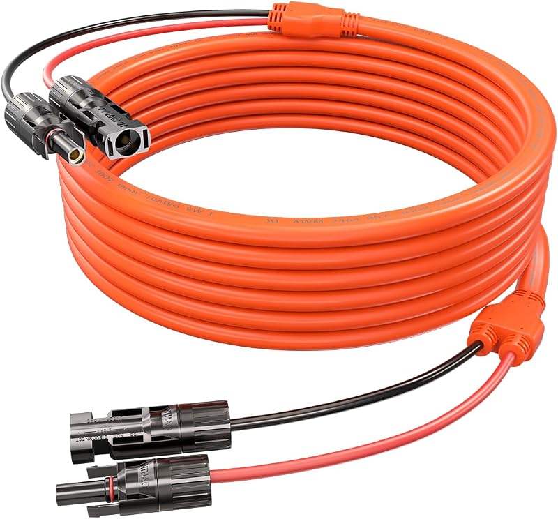 Cable de extensión de panel solar de 30 pies, 10 AWG, cable de extensión solar Tonton de 6 mm² con conectores IP68 macho y hembra, cable fotovoltaico duradero para el hogar, barco, sistemas fotovoltaicos y paneles solares RV