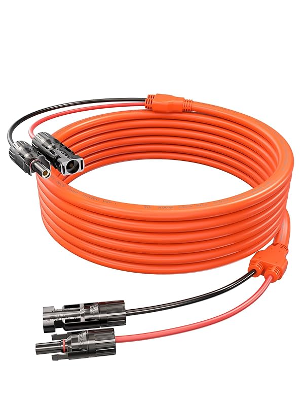 Tonton 10FT 10AWG Solar Panel Extension Cable, 6mm² Flat Solar Cable with Male and Female Solar Connector Adapters, IP67 Weatherproof, for RVs, Roofs, Boats, Auto Vehicles, and Solar Power Systems by TONTON - Used condition - CA$30.67