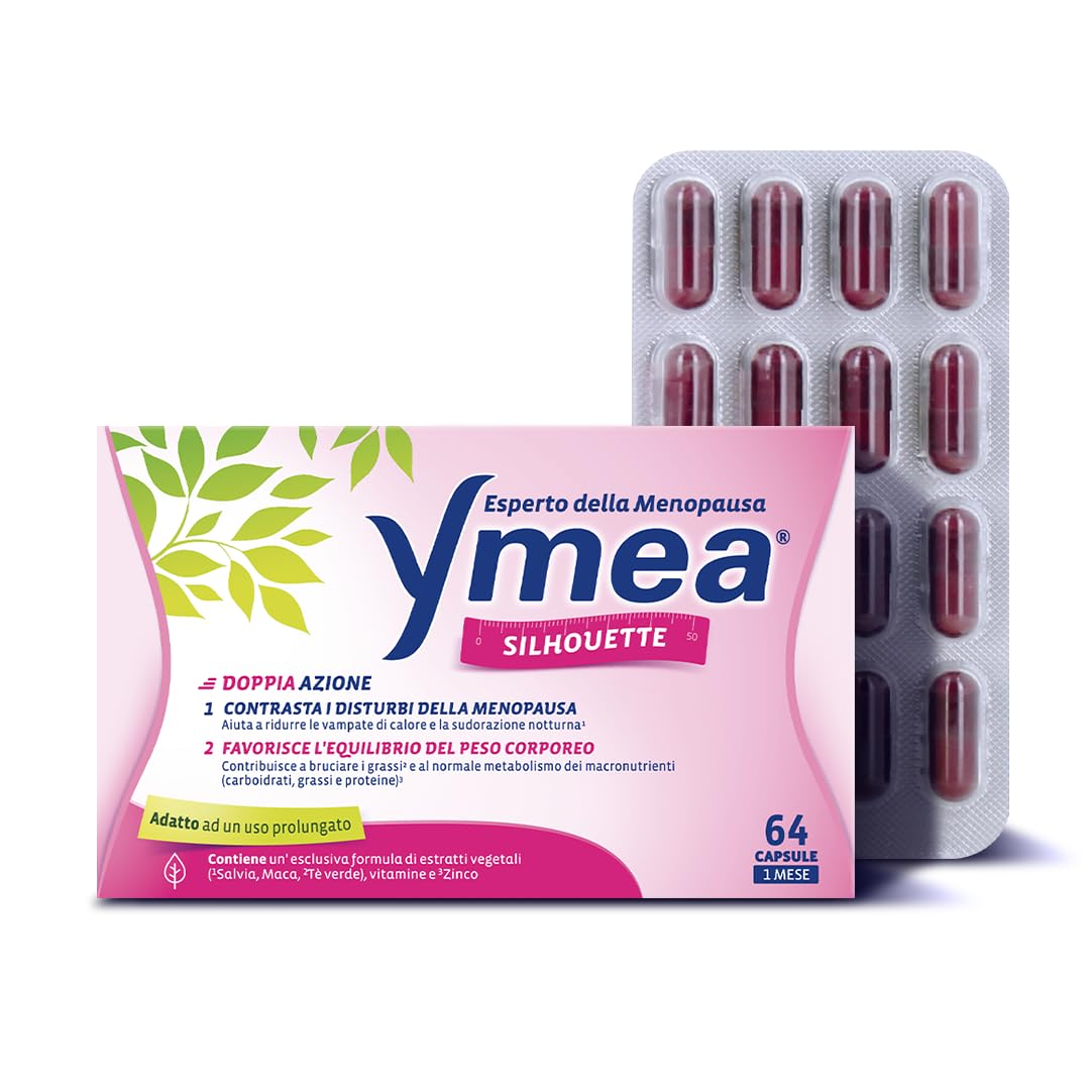 Ymea Silhouette Esperto della Menopausa, Integratore Alimentare, Favorisce l'Equilibrio del Peso Corporeo, 64 Capsule