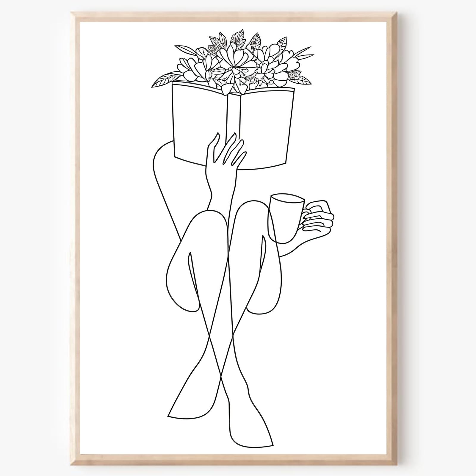Woman Silhouette Line Art Abstract Line Women Black and White Line Posters Minimalist Silhouette Wall Art Flower Minimalist Painting Simple Aesthetic Wall Prints Bathroom Decor 16x24inch No Frame
