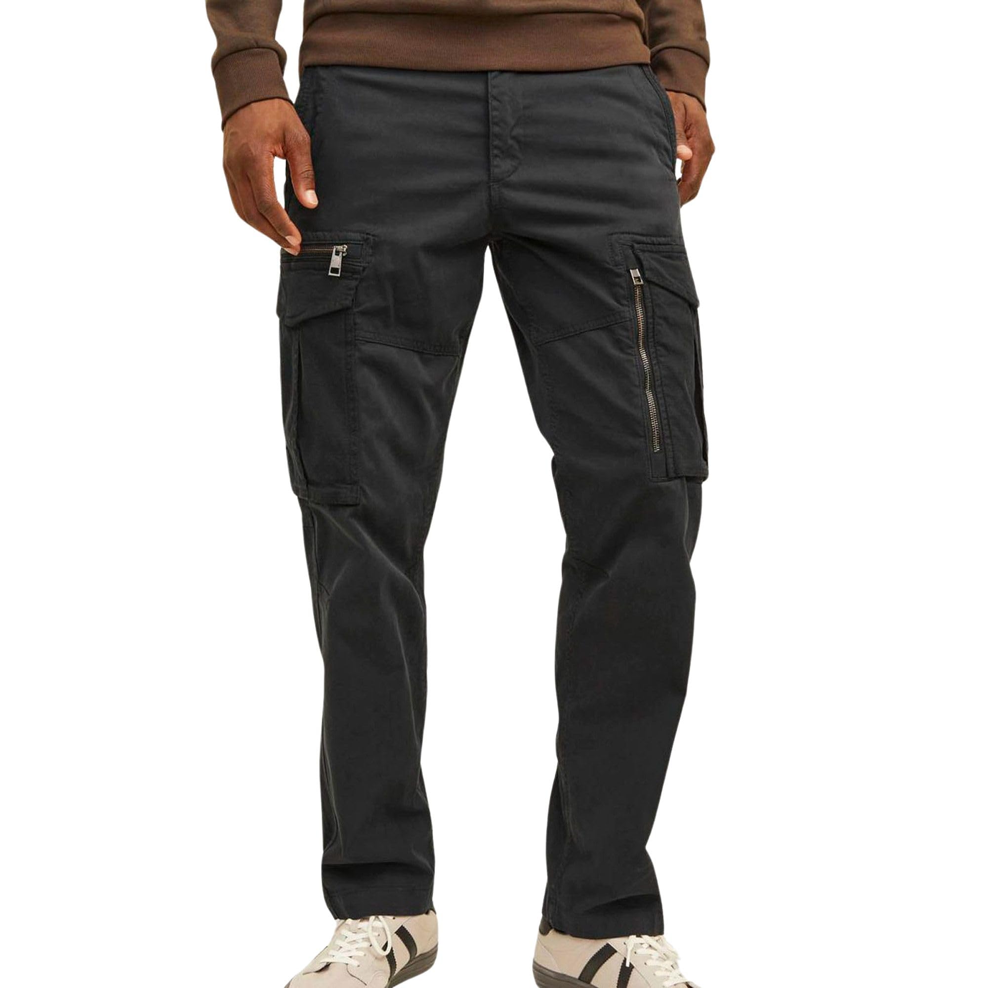 JACK & JONES Men's Jpstkane Jjcruise Cargo Noos Trousers, Black, 34 W/34 L