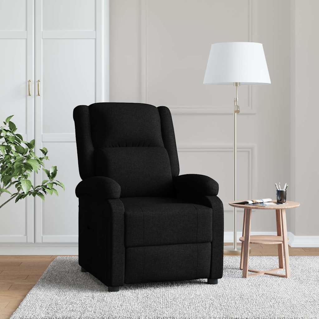 Poltrona relax regolabile per TV, imbottita, in tessuto nero
