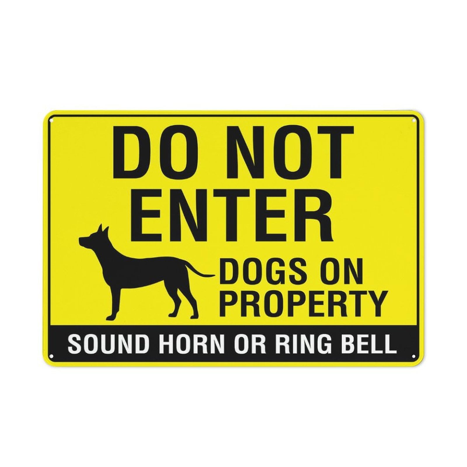 peiyeety DoEnter Dogs On Property Sound Horn Or Ring Bell Sign Signs Outdoor, Uv Printed Aluminum 12 X 8 in, Weatherproof and Security Signs for Home Or Business