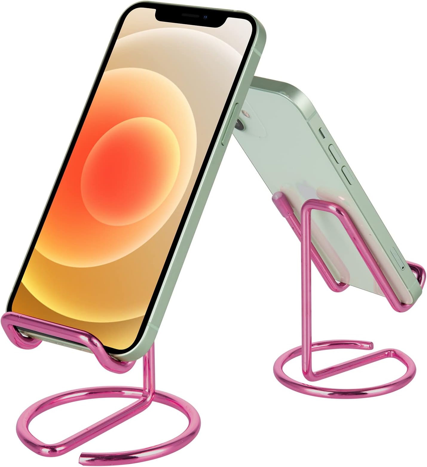 Cell Phone Stand for Desk, Cute Metal Cell Phone Stand Holder Desk Accessories, Compatible with All Mobile Phones, iPhone, Switch, iPad (Pink)